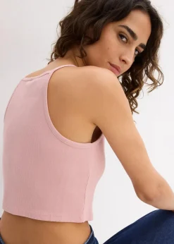 bonprix Nachhaltigere Materialien|Shirts & Tops^Ripp-Top aus reiner Bio-Baumwolle aschrosa