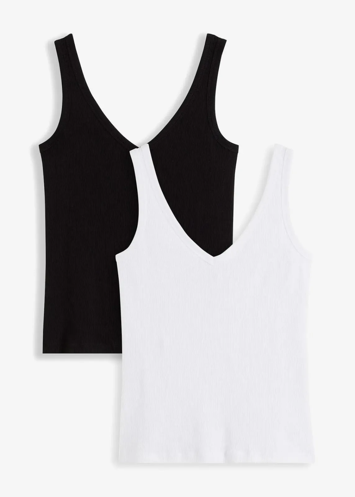 bonprix Nachhaltigere Materialien|Shirts & Tops^Ripp-Top aus reiner Bio-Baumwolle (2er Pack) weiß+schwarz