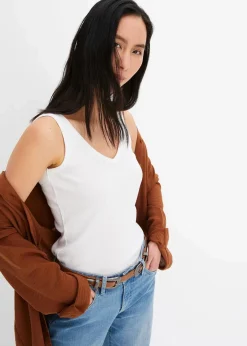 bonprix Nachhaltigere Materialien|Shirts & Tops^Ripp-Top aus reiner Bio-Baumwolle (2er Pack) weiß+schwarz