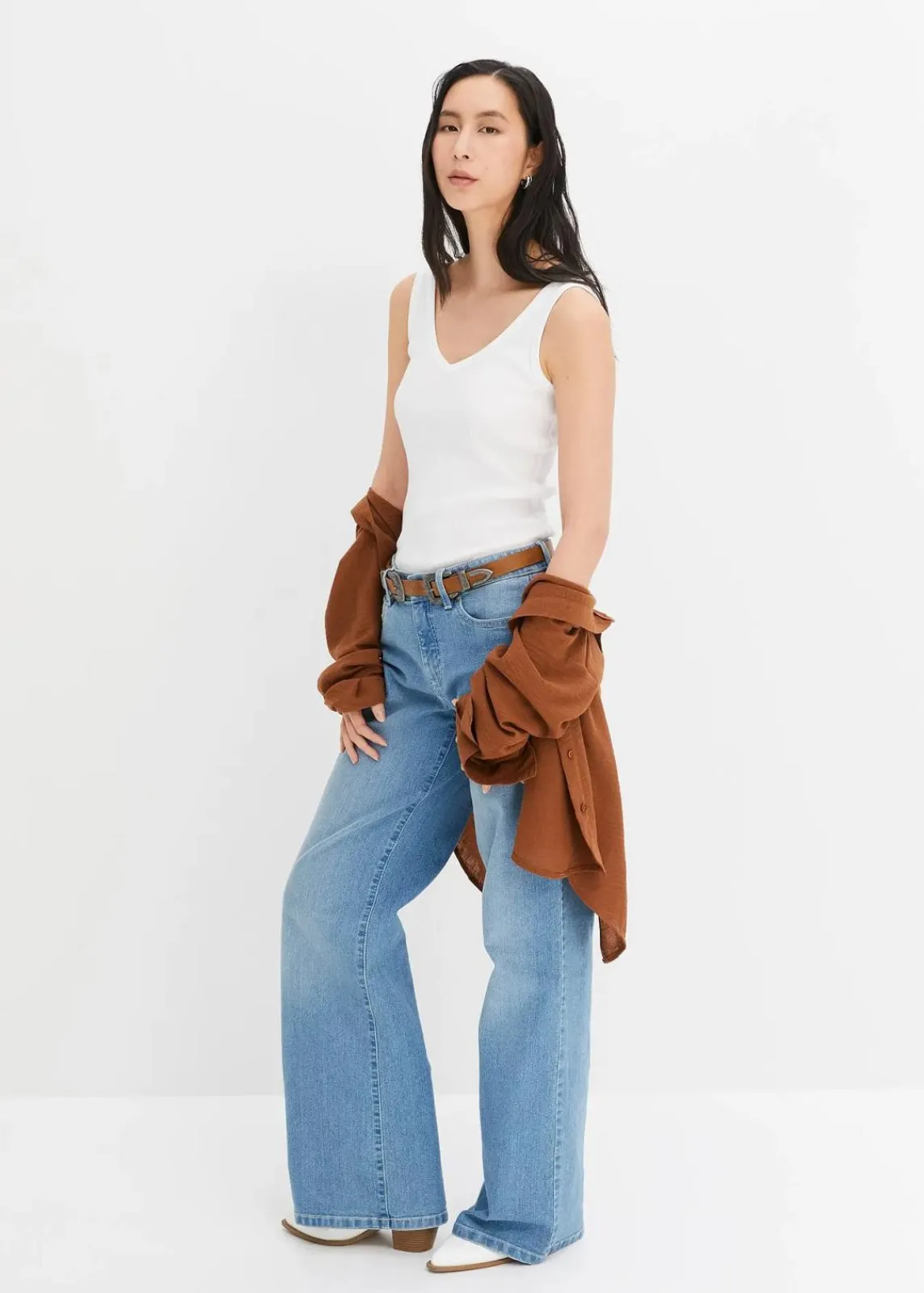 bonprix Nachhaltigere Materialien|Shirts & Tops^Ripp-Top aus reiner Bio-Baumwolle (2er Pack) weiß+schwarz