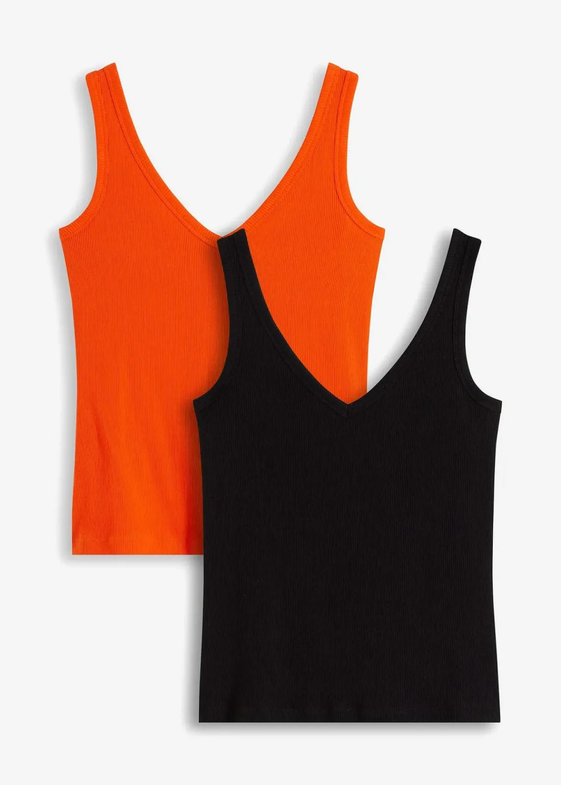 bonprix Shirts & Tops|Nachhaltigere Materialien^Ripp-Top aus reiner Bio-Baumwolle (2er Pack) dunkelorange+schwarz