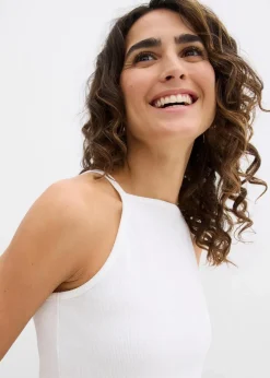 bonprix Shirts & Tops|Nachhaltigere Materialien^Ripp-Top aus reiner Bio-Baumwolle weiß