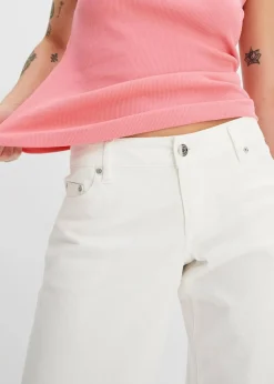 bonprix Basics|Shirts & Tops^Ripp-Top aus reiner Bio-Baumwolle (2er Pack) weiß+knallrosa