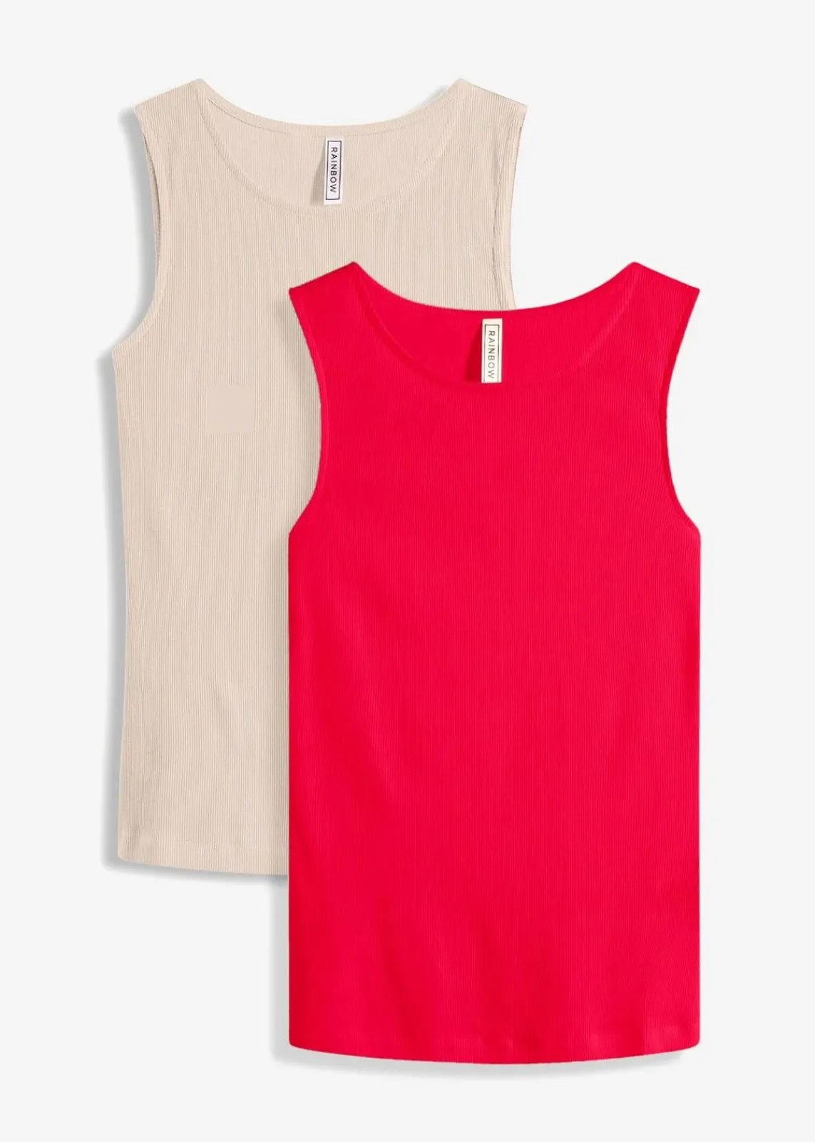 bonprix Nachhaltigere Materialien|Shirts & Tops^Ripp-Top aus reiner Bio-Baumwolle (2er Pack) tiefrot+kieselbeige