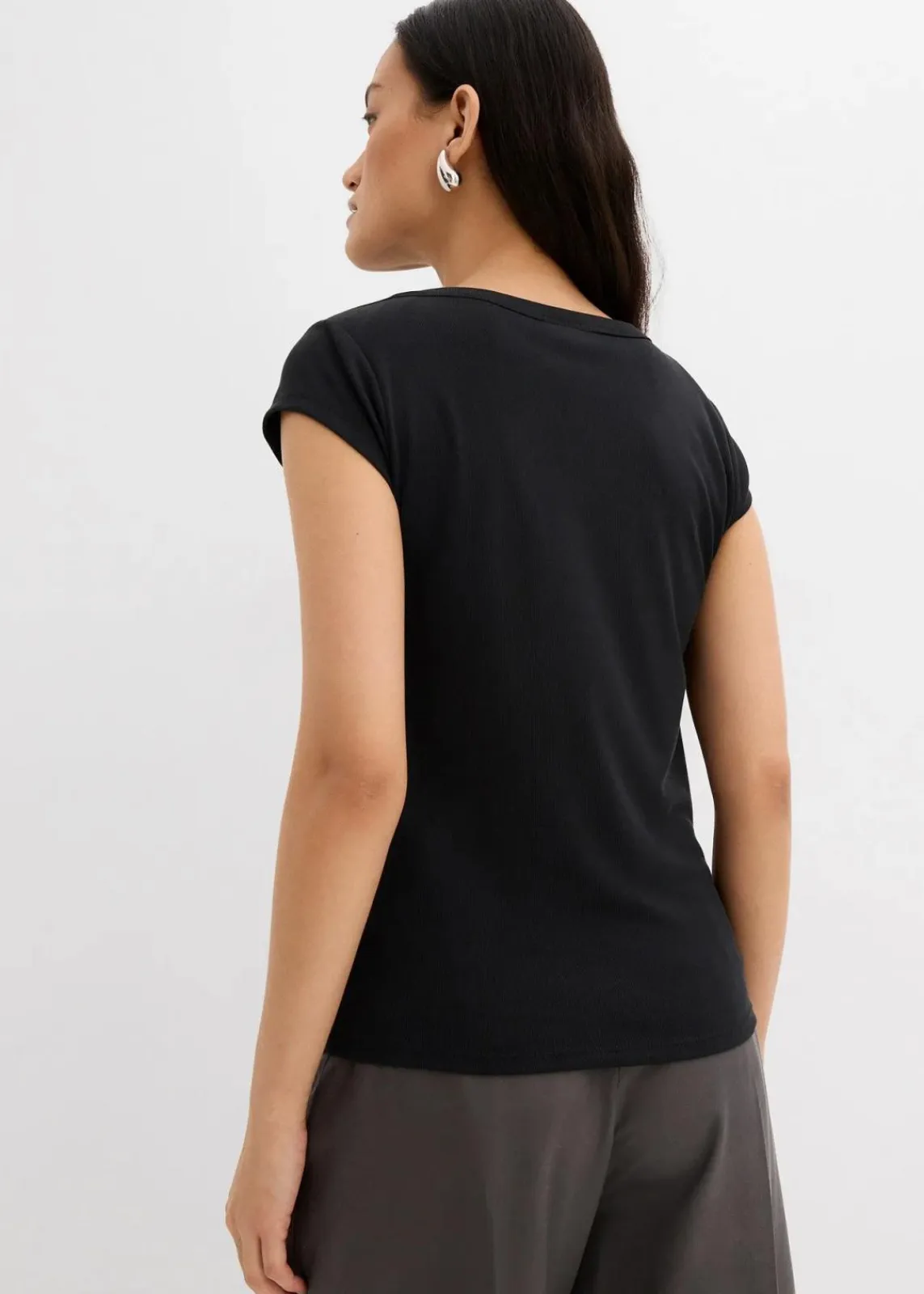 bonprix Shirts & Tops^Ripp-Top aus softem Modal-Mix schwarz