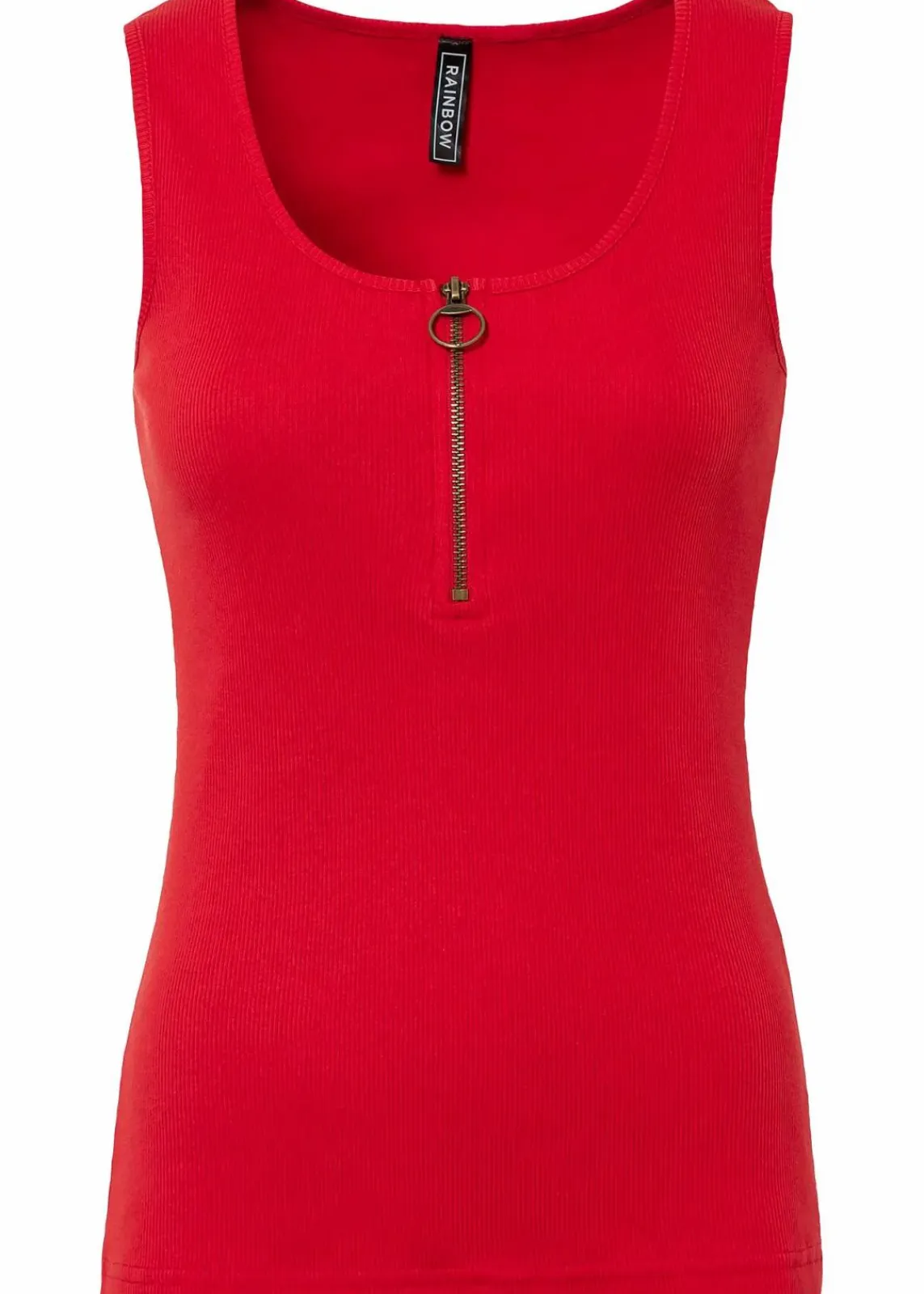 bonprix Shirts & Tops|Nachhaltigere Materialien^Ripp-Top mit Reißverschluss erdbeere