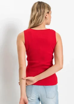 bonprix Shirts & Tops|Nachhaltigere Materialien^Ripp-Top mit Reißverschluss erdbeere