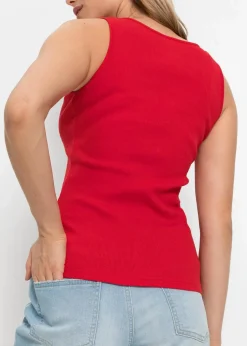 bonprix Shirts & Tops|Nachhaltigere Materialien^Ripp-Top mit Reißverschluss erdbeere