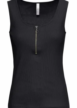 bonprix Nachhaltigere Materialien|Shirts & Tops^Ripp-Top mit Reißverschluss schwarz
