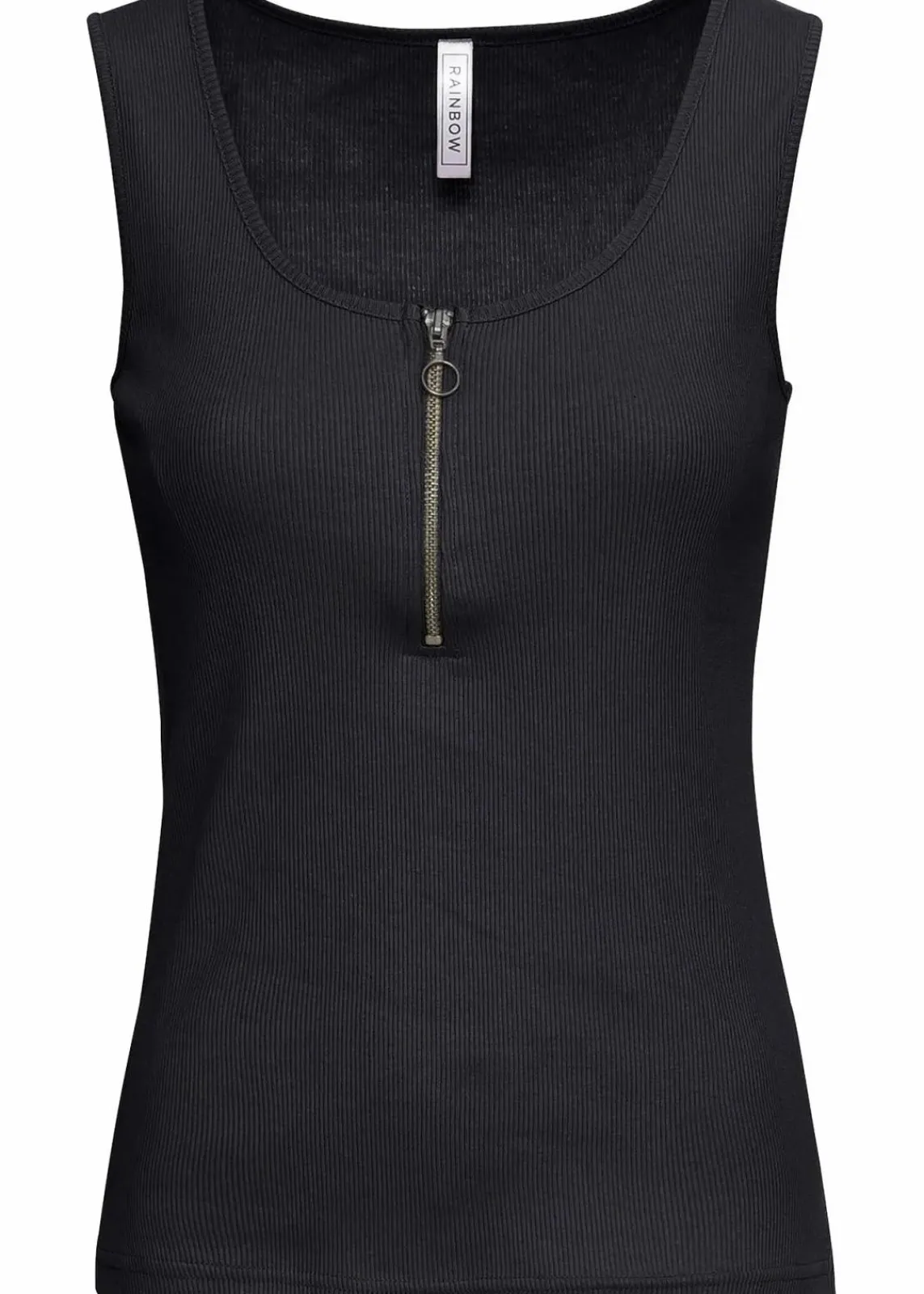 bonprix Nachhaltigere Materialien|Shirts & Tops^Ripp-Top mit Reißverschluss schwarz