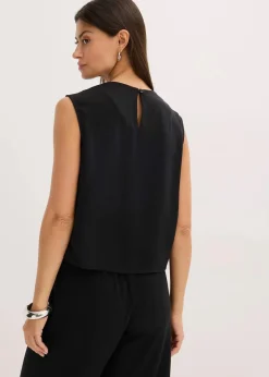 bonprix Bekleidung·Jacken & Mäntel|Blusen & Tuniken^Ärmelloses Blusentop mit Knoten schwarz
