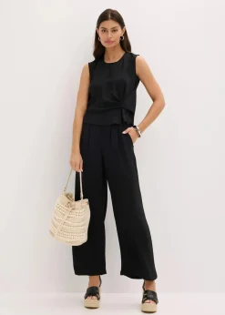bonprix Bekleidung·Jacken & Mäntel|Blusen & Tuniken^Ärmelloses Blusentop mit Knoten schwarz