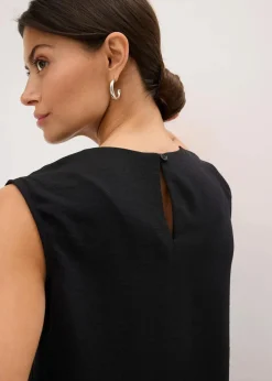 bonprix Bekleidung·Jacken & Mäntel|Blusen & Tuniken^Ärmelloses Blusentop mit Knoten schwarz