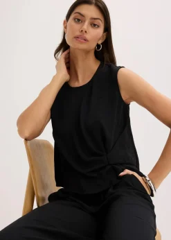 bonprix Bekleidung·Jacken & Mäntel|Blusen & Tuniken^Ärmelloses Blusentop mit Knoten schwarz