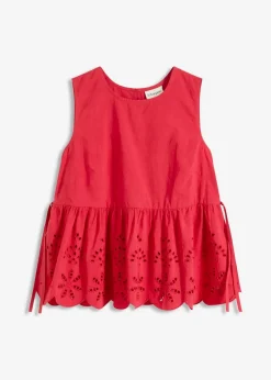 bonprix Shirts & Tops|Blusen & Tuniken^Ärmelloses Blusentop mit Schlitz und Lochstickerei rot