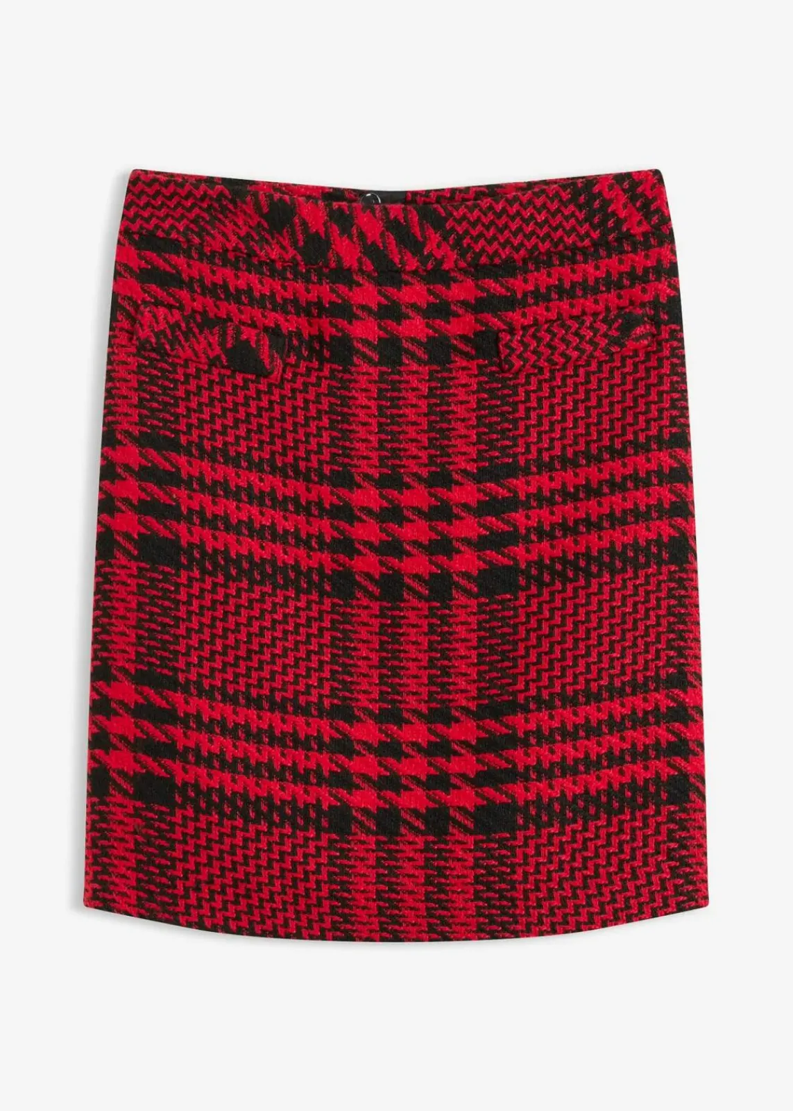 bonprix Röcke|Bekleidung·Sportbekleidung^Rock aus softem Bouclégarn schwarz/tiefrot kariert