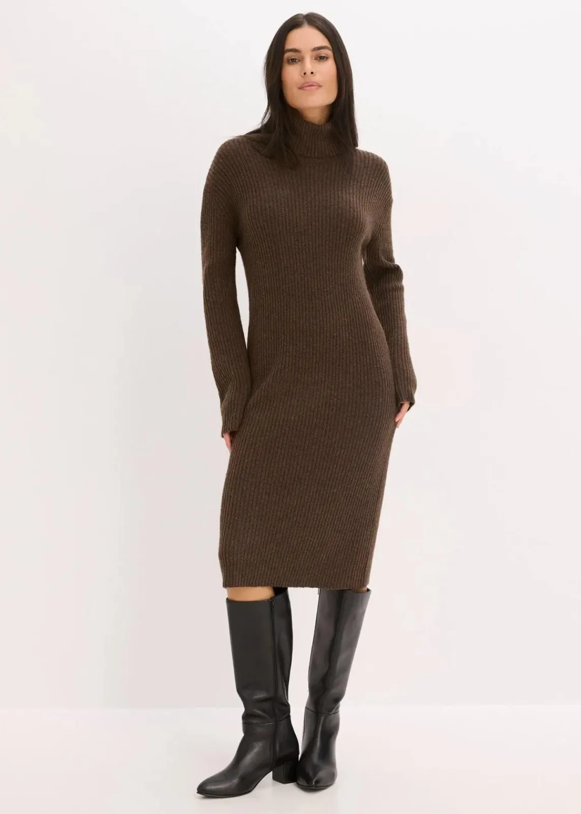 bonprix Bekleidung·Umstandsmode|Bekleidung·Pullover & Strickjacken^Rollkragen Rippstrickkleid lehmbraun