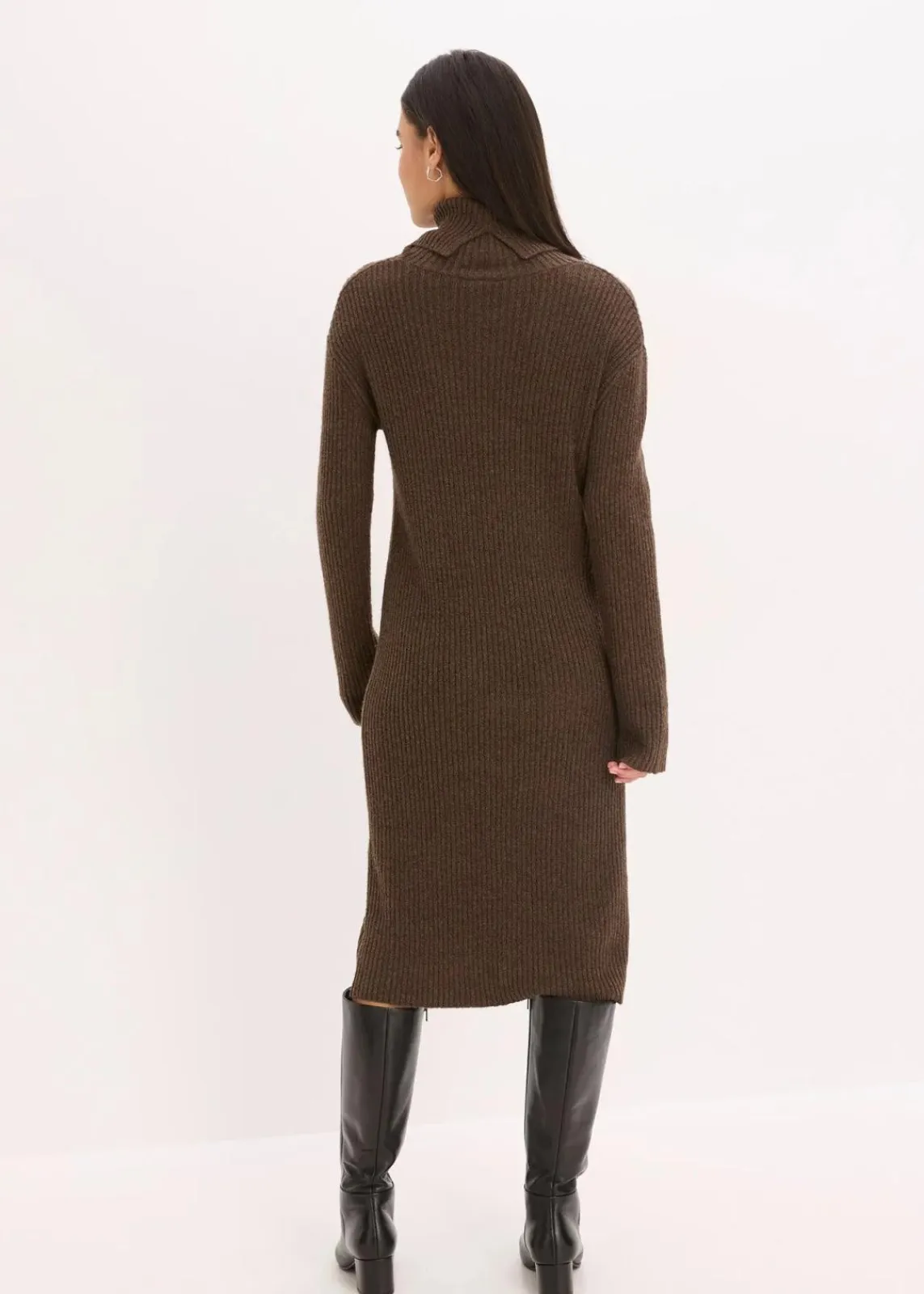 bonprix Bekleidung·Umstandsmode|Bekleidung·Pullover & Strickjacken^Rollkragen Rippstrickkleid lehmbraun
