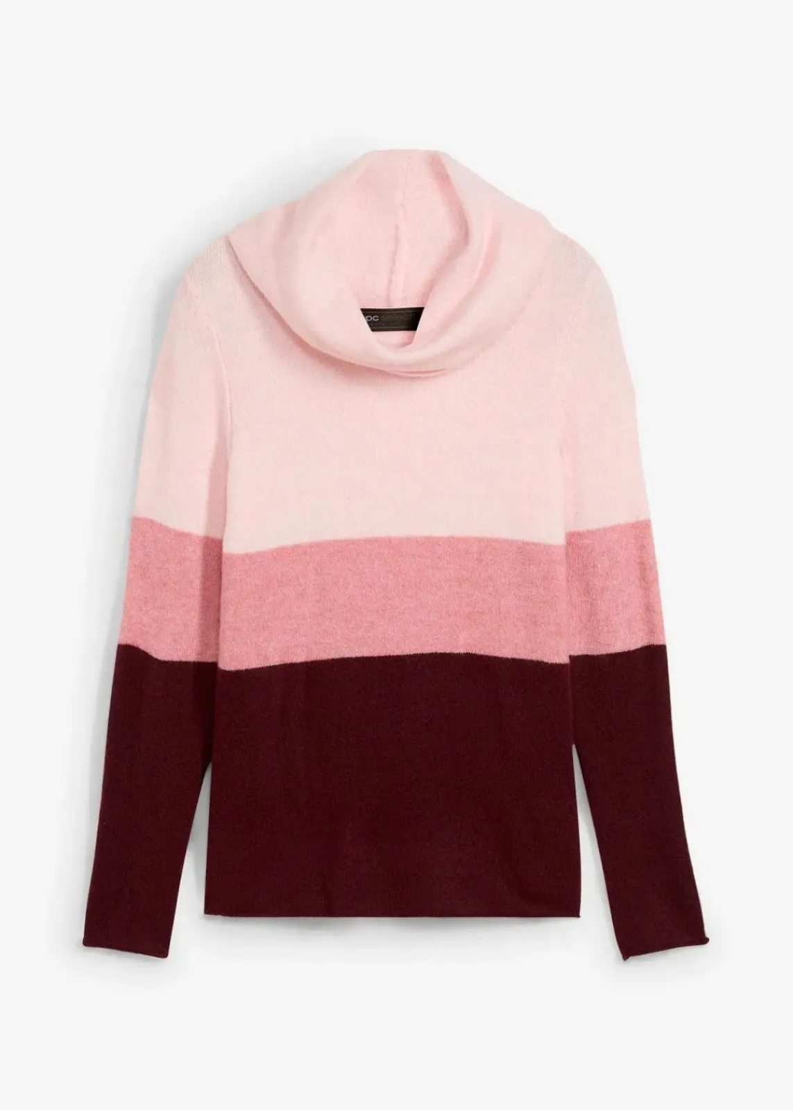 bonprix Bekleidung·Umstandsmode|Strickmode^Rollkragenpullover zartrosa/ahornrot gestreift