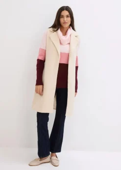 bonprix Bekleidung·Umstandsmode|Strickmode^Rollkragenpullover zartrosa/ahornrot gestreift