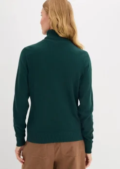 bonprix Pullover & Strickjacken|Basics^Rollkragenpullover tiefgrün