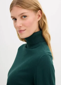 bonprix Pullover & Strickjacken|Basics^Rollkragenpullover tiefgrün