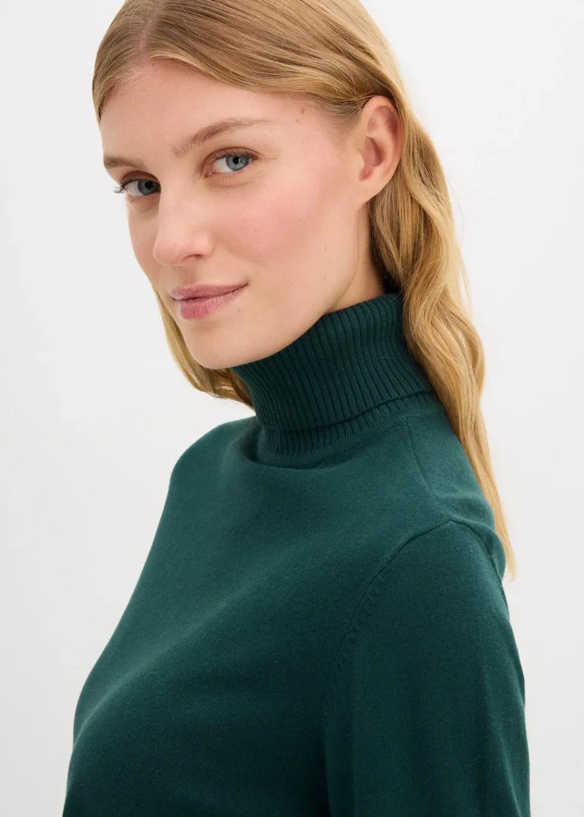 bonprix Pullover & Strickjacken|Basics^Rollkragenpullover tiefgrün