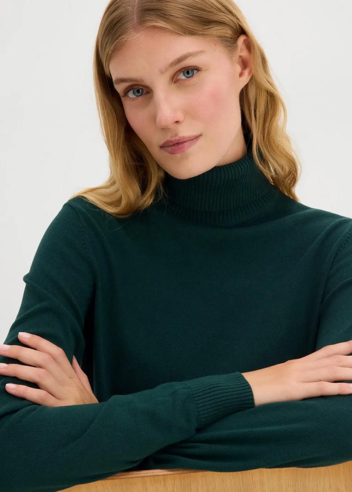 bonprix Pullover & Strickjacken|Basics^Rollkragenpullover tiefgrün