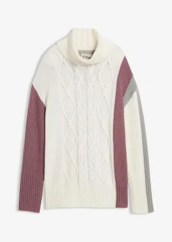 bonprix Bekleidung·Umstandsmode|Bekleidung·Jeans^Rollkragenpullover wollweiß/schattengrau/matt violett sonstige