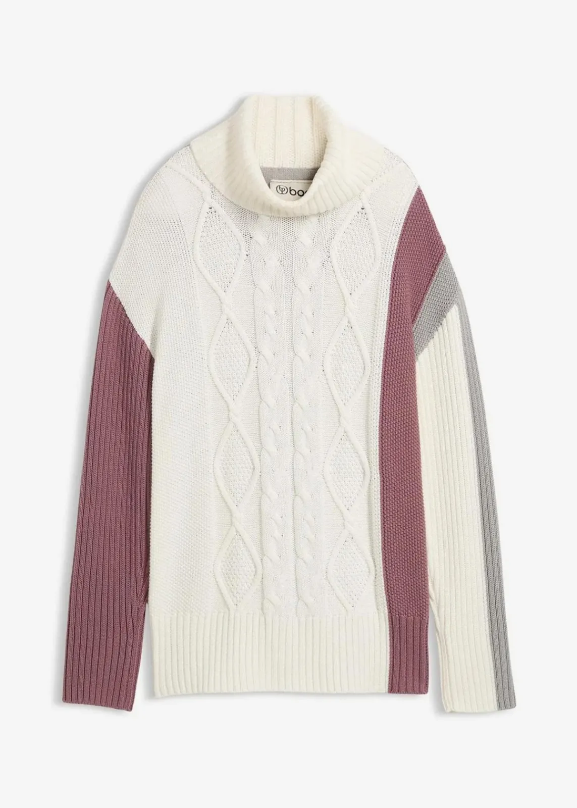 bonprix Bekleidung·Umstandsmode|Bekleidung·Jeans^Rollkragenpullover wollweiß/schattengrau/matt violett sonstige
