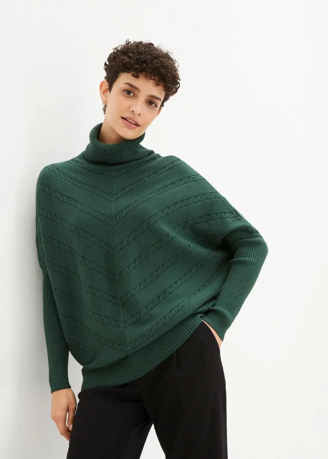 bonprix Pullover & Strickjacken|Bekleidung·Jeans^Rollkragenpullover dunkelgrün