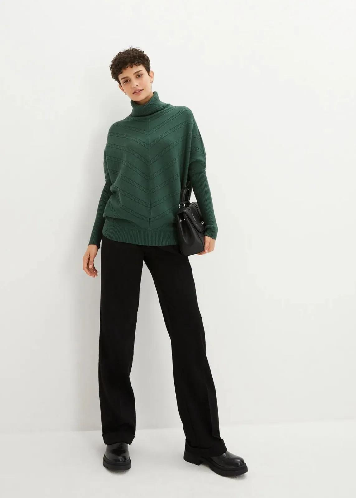 bonprix Pullover & Strickjacken|Bekleidung·Jeans^Rollkragenpullover dunkelgrün