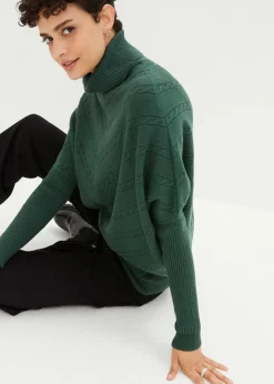 bonprix Pullover & Strickjacken|Bekleidung·Jeans^Rollkragenpullover dunkelgrün