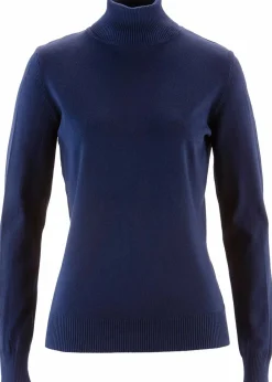 bonprix Pullover & Strickjacken|Basics^Rollkragenpullover dunkelblau