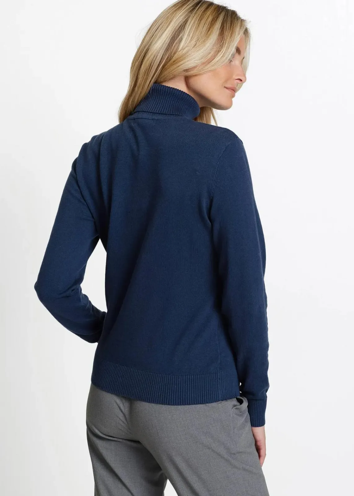 bonprix Pullover & Strickjacken|Basics^Rollkragenpullover dunkelblau