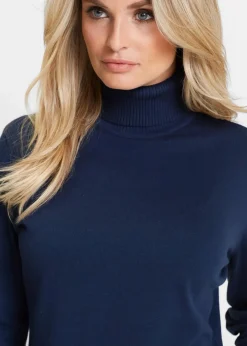 bonprix Pullover & Strickjacken|Basics^Rollkragenpullover dunkelblau