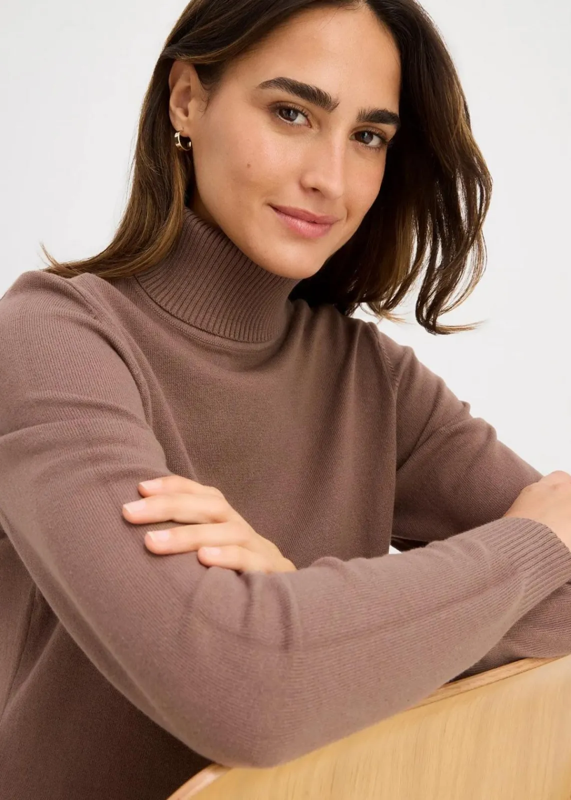 bonprix Bekleidung·Umstandsmode|Strickmode^Rollkragenpullover lehmbraun