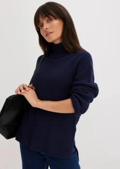bonprix Bekleidung·Umstandsmode|Bekleidung·Jeans^Rollkragenpullover aus reiner Baumwolle dunkelblau