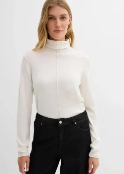bonprix Bekleidung·Umstandsmode|Bekleidung·Jeans^Rollkragenpullover aus weichem Kaschmir-Mix wollweiß