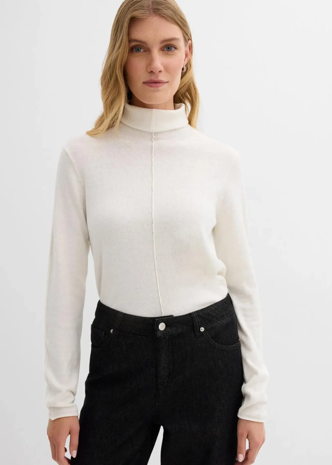 bonprix Bekleidung·Umstandsmode|Bekleidung·Jeans^Rollkragenpullover aus weichem Kaschmir-Mix wollweiß