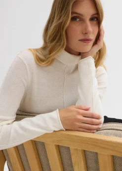 bonprix Bekleidung·Umstandsmode|Bekleidung·Jeans^Rollkragenpullover aus weichem Kaschmir-Mix wollweiß
