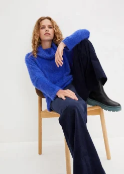bonprix Pullover & Strickjacken|Strickmode^Rollkragenpullover aus weichem Federgarn edelsteinblau