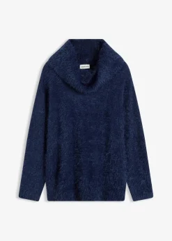bonprix Bekleidung·Umstandsmode|Pullover & Strickjacken^Rollkragenpullover aus weichem Federgarn dunkelblau