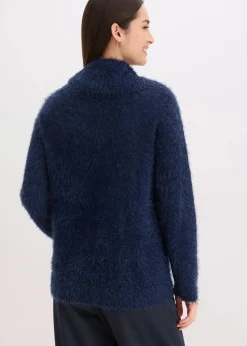 bonprix Bekleidung·Umstandsmode|Pullover & Strickjacken^Rollkragenpullover aus weichem Federgarn dunkelblau
