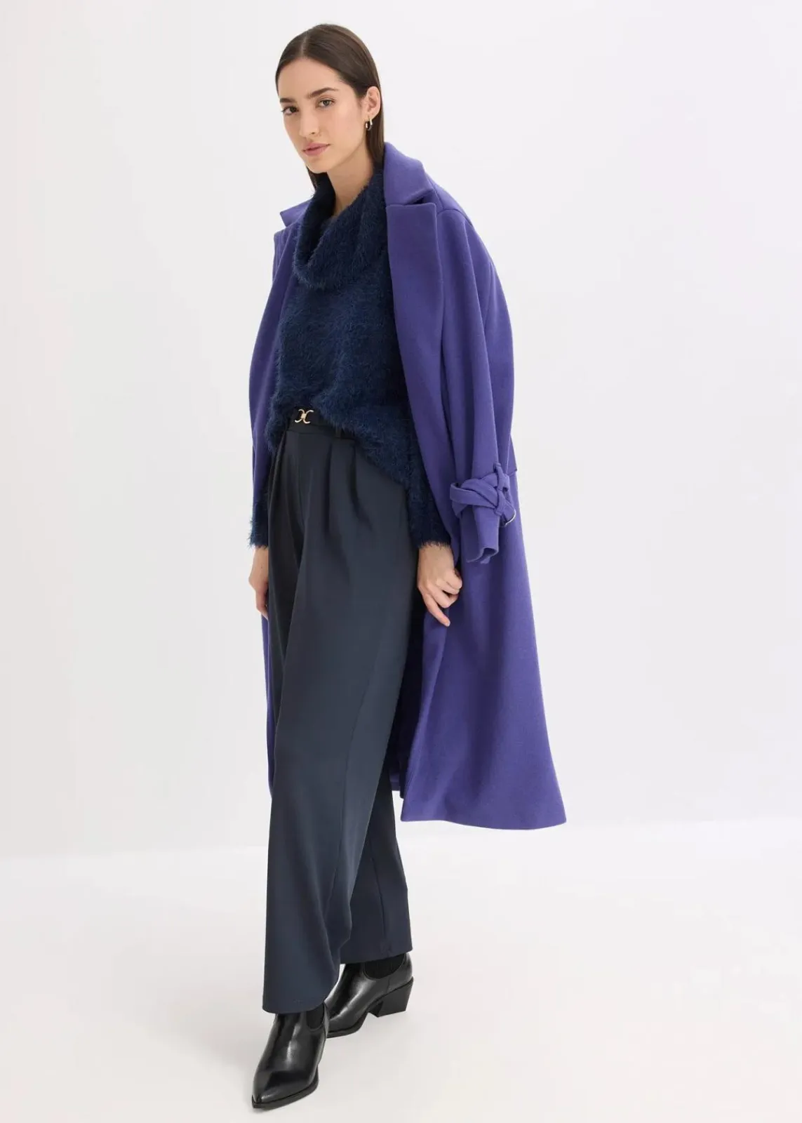 bonprix Bekleidung·Umstandsmode|Pullover & Strickjacken^Rollkragenpullover aus weichem Federgarn dunkelblau