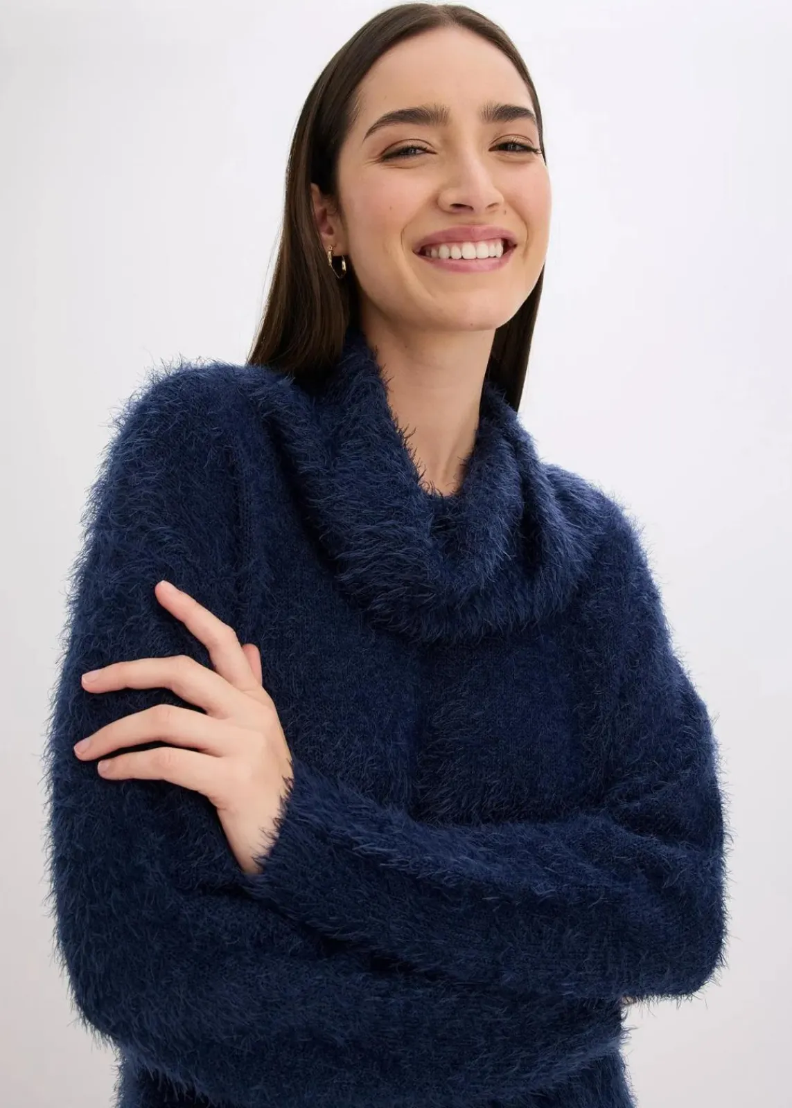 bonprix Bekleidung·Umstandsmode|Pullover & Strickjacken^Rollkragenpullover aus weichem Federgarn dunkelblau