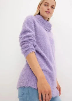 bonprix Bekleidung·Umstandsmode|Pullover & Strickjacken^Rollkragenpullover aus weichem Federgarn softlila