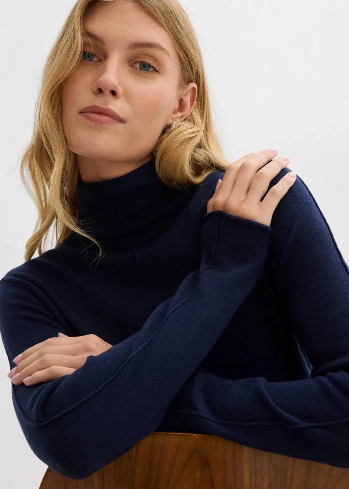 bonprix Pullover & Strickjacken|Strickmode^Rollkragenpullover aus weichem Kaschmir-Mix dunkelblau