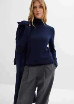 bonprix Pullover & Strickjacken|Strickmode^Rollkragenpullover aus weichem Kaschmir-Mix dunkelblau