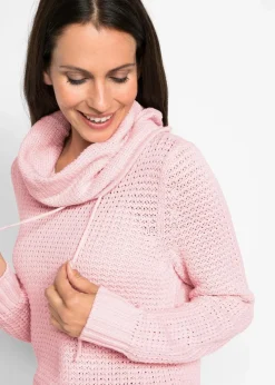 bonprix Bekleidung·Umstandsmode|Pullover & Strickjacken^Rollkragenpullover mit Kordeln zartrosa